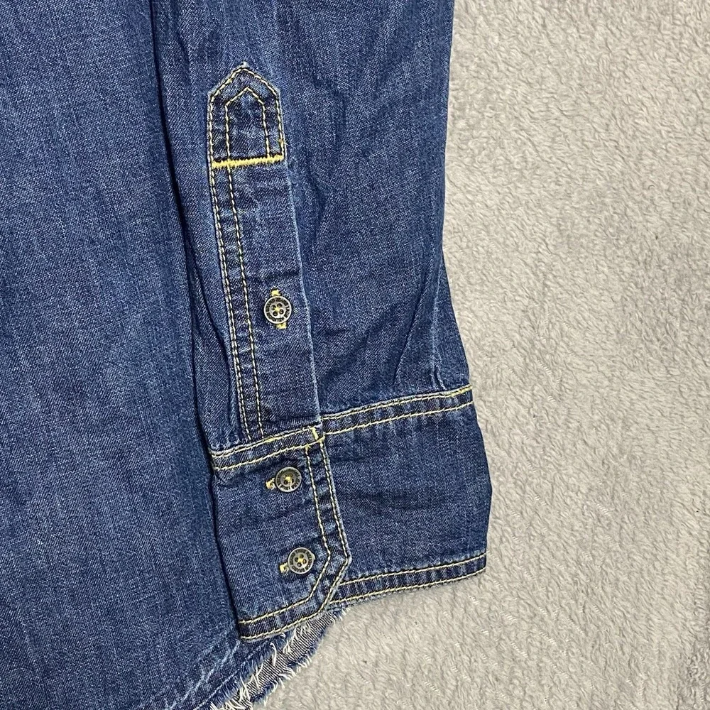 TRUE RELIGION WESTERN Shirt Mens Sz 3XL Released Hem Jeans Denim Long Sleeve
